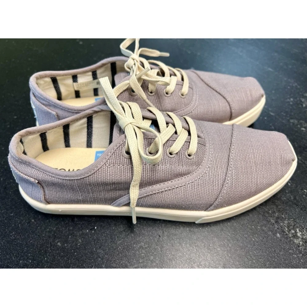 Toms Shoes Women's‎ 6 Gray Heritage Canvas Cordones Low Top Comfort Sneakers